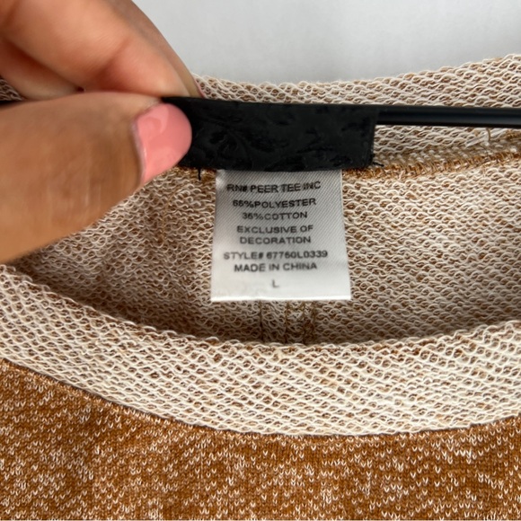 Daytrip Beaded Embellished Shoulders Heathered Knit 3/4 Sleeve Dolman Top L - Picture 3 of 12